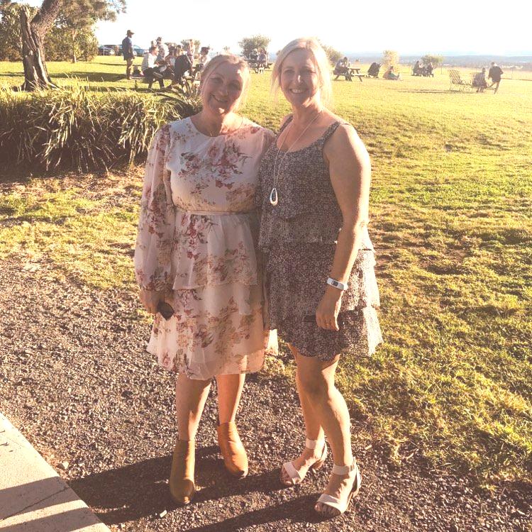 Co-founders and close friends Paula in light floral dress and Narelle in dark floral dress the country.