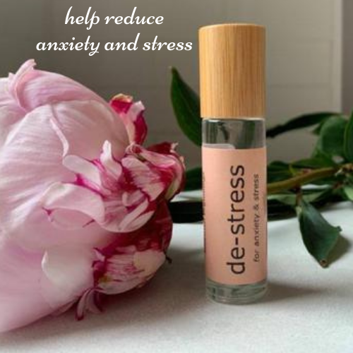 10ml bamboo and glass essential oil roller bottle for anxiety and stress.