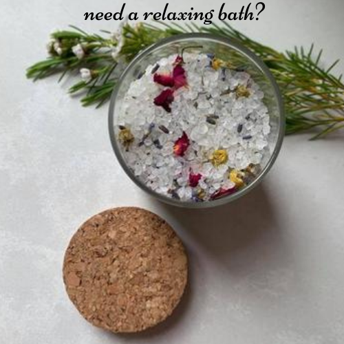 Relax bath salts for adults for calming the mind and relaxing the muscles. Soak your stress away with this 100% natural, pure and Australian made blend of luxury essential oils and salts. With course bath salts, Cedarwood. Lavender. Wild Orange. Jojoba Oil and Lavender, Chamomile and Rose petals.