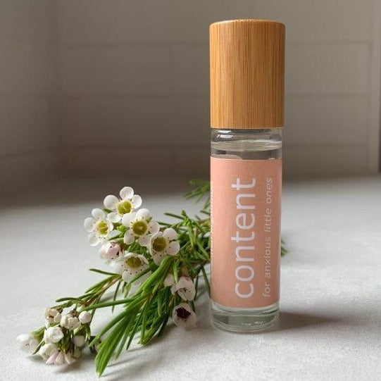 Content essential oil roller blend for babies and children! This calming natural blend is designed for its relaxing properties ideal to help anxiety and stress of emotional little minds. With Lavender for calming and comforting, Douglas Fir for grounding and Litsea for a balanced and uplifting feeling. Packaged in an elegant 10ml bamboo and glass roller bottle,