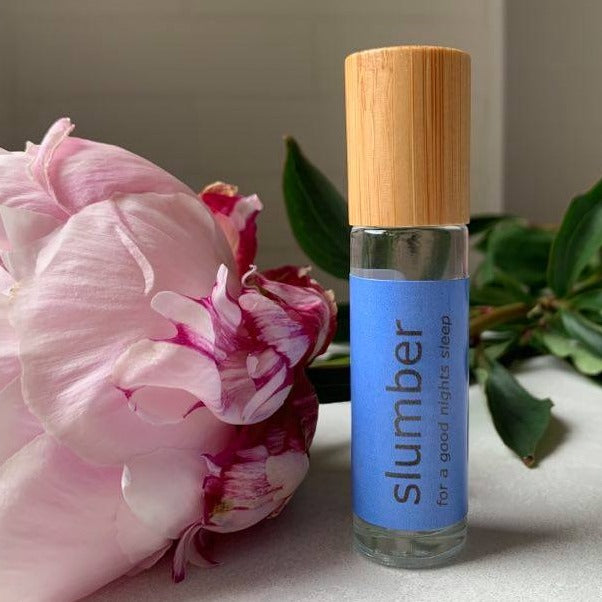 slumber essential oil roller with Lavender, Frankincense and Vetiver.