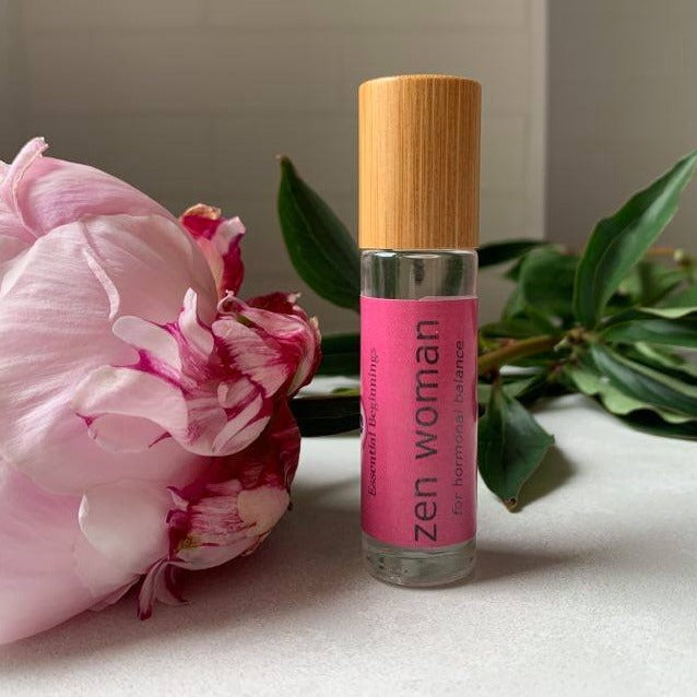 zen woman essential oil roller blend with clary sage, fennel and Litsea.